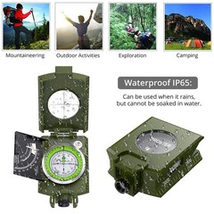 Proster IP65 Compass Hiking Survival – Lensatic Sighting Armygreen