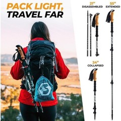 Lightweight Carbon Fiber Trekking Poles Adjustable Hiking Gear Shock Absorbent