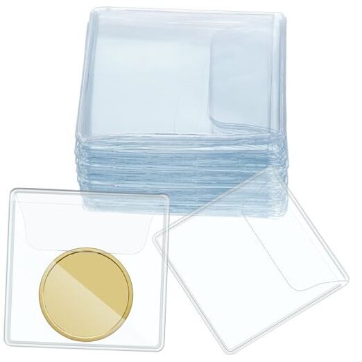 50 Pcs 2.2 x Single Pocket Coin Sleeves Collector Individual 2.2 Inches Square