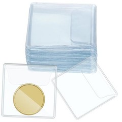 50 Pcs 2.2 x Single Pocket Coin Sleeves Collector Individual 2.2 Inches Square