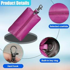 Leather Car Key Case Holder, Auto Smart Key Fob Protector Pouch with Violet