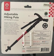 America Red Cross Hiking Pole with flashlight and compass