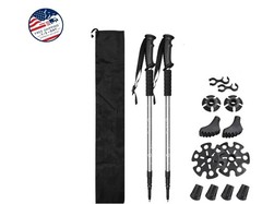 Bastones de senderismo: 2 bastones con sistema de absorción de impactos y liber.