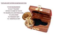 Vintage Brass Nautical Compass with Wooden Box, Magnetic Direction Finder, An…