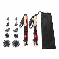 Foldable Hiking Stick Aluminum Alloy Cane, Cork Handle, Suitable for Hiking