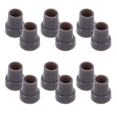 12Pcs Rubber Cane Caps Replacement Durable Grey Walking Stick Tips for Stability