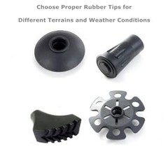 Walking Stick Tips Rubber 4pcs Trekking Pole Tips Replacement- Rubber Feet for