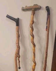 🔥BEAUTIFUL! Set of 3 Vintage Twisted Walking Sticks! Finished With Handles