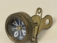 Vintage Marbles Gladstone Mich Brass Compass Black Face Pin Type 1 1/8″🌺🌺