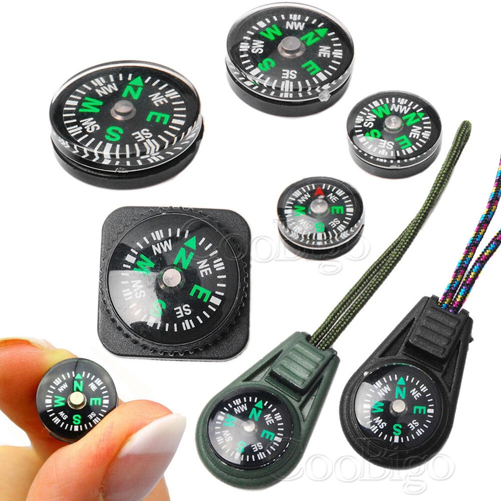 10Pcs Mini Compass Button Zip Watch Strap Survival Bushcraft Camping Part