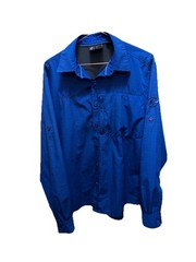 Mammot Mens Long Sleeve Hiking Shirt Blue Grid Pattern Size Medium