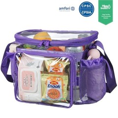 BORMELUN Medium Clear Bag with Pockets, gallon lunch boxes Dark Purple-1 pack