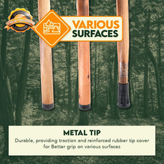3 Piece 55″ Detachable Pine Wood Walking/Hiking Stick with Metal Tip, Reinforced