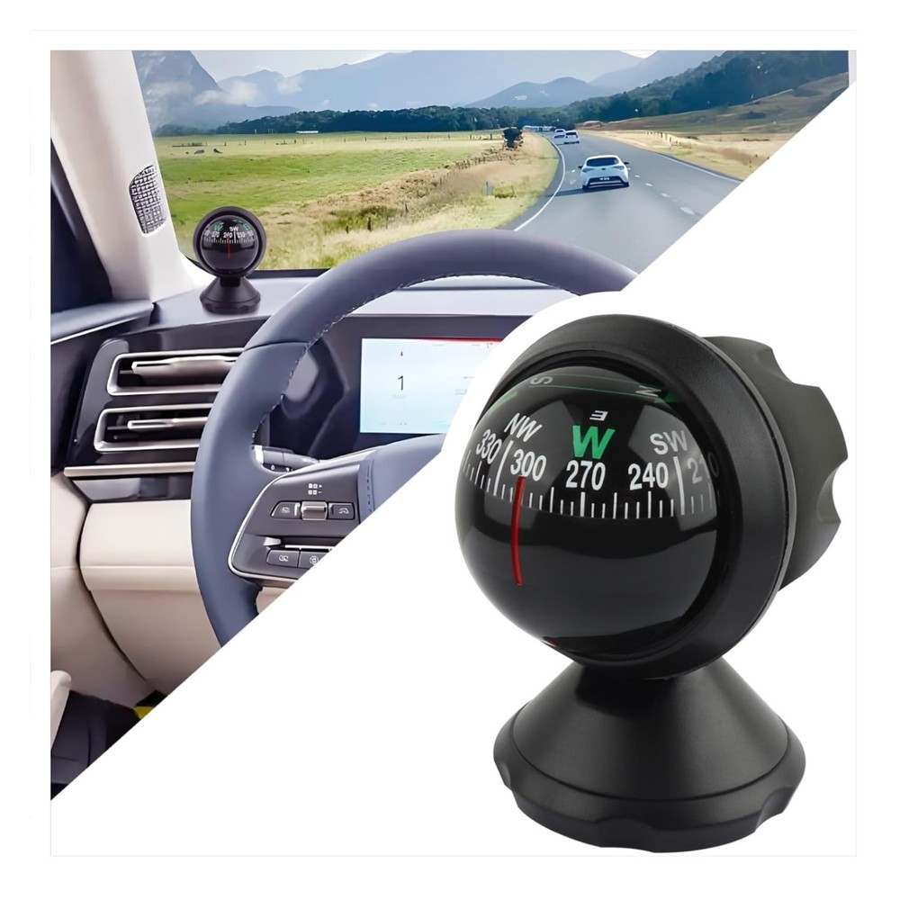 Compass for Car with Bottom Stick Car Compass Ball,Adjustible and Night Vision C