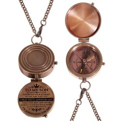 To My Son Engraved Brass Pocket Compass Gift Birthday Graduation From Mom Dad