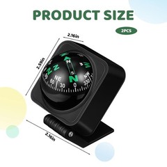 Car Compass Dashboard Direction Finder Spherical Design 2 Pack Vehicle