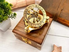 Brass Sundial compass with wooden box Hiking camping adventure west london