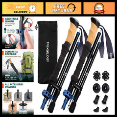 Lightweight Adjustable Trekking Poles with Cork Grip – Compact Hiking Sticks for