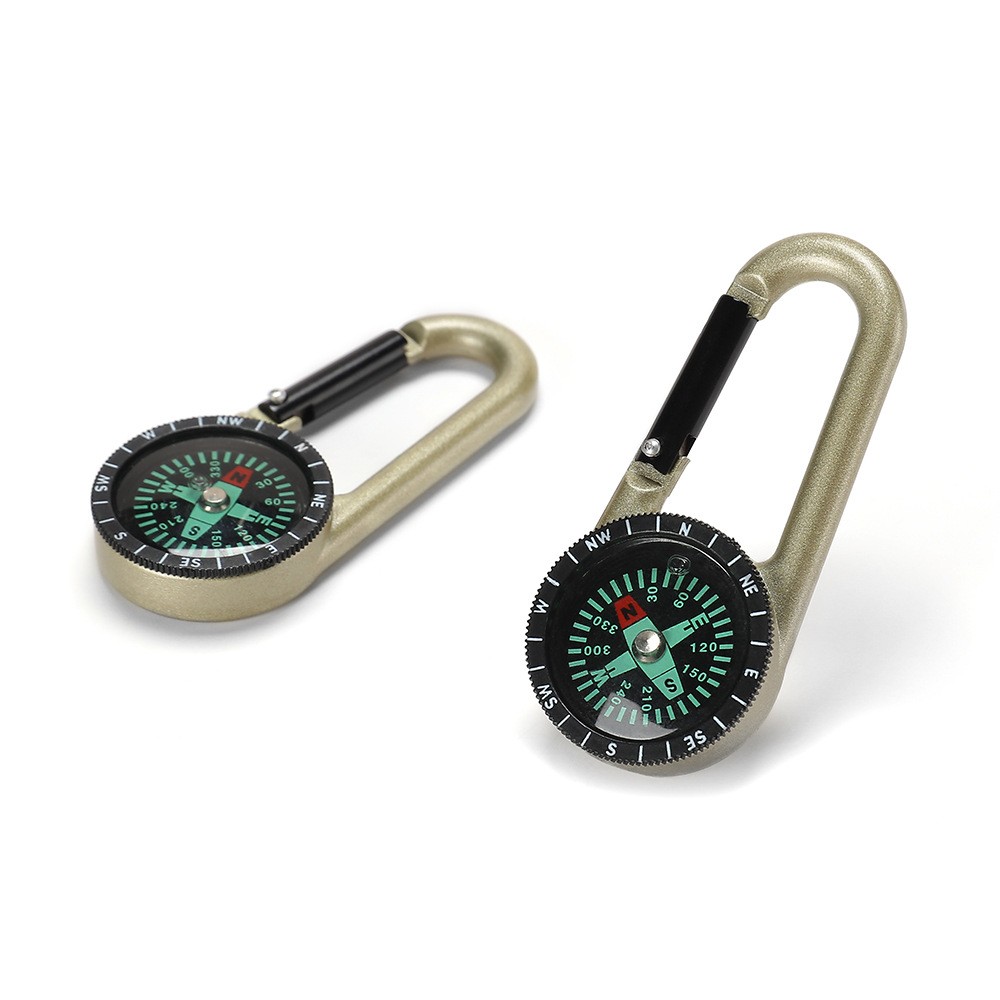 2 Pcs Metal Compass Keychain Mini Tactical Direction Finder for Outdoor Use
