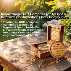 Religious Gifts for Men – Christian Compass Pointing to God – First Communion…