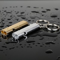Portable Aluminum Survival Whistle with Keychain for Outdoor Activities