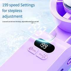 Highspeed Outdoor Handheld Fan with Digital Display and Compact Storage