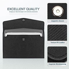 File Folder, PU Leather Document Holder File Organizer A4 A Black Style 1