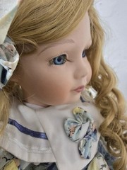 Porcelain Doll Girl 42cm Long Curls Collectors Condition Dress Complete