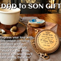 1 PCS Mom Dad To Son Engraved 2 Inch Compass Birthday Graduation 2025 Gift