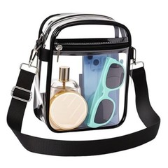 Clear Bag for Stadium Events, Clear Purse with Removable Strap, Black Strap