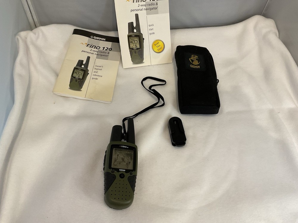 Garmin Rino 120 Handheld Hiking GPS Navigator & 2-Way Radio Instr Case Belt Clip