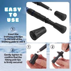 12 PCS Replacement Hiking Trekking Poles Tips Rubber Cane Protectors End Fit