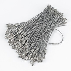 Pawfly 5 Inch Wire Keychain Cable Large Stainless Steel Key 100 Pack, Silver