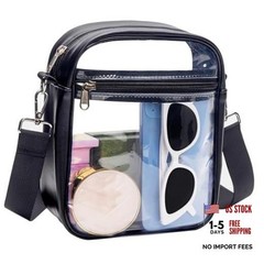 Clear Bag for Stadium Events Clear Purse Transparent Handbag for Sports Black
