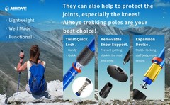 Trekking Poles Shock Absorbing Adjustable Hiking or Walking Sticks for Hiking