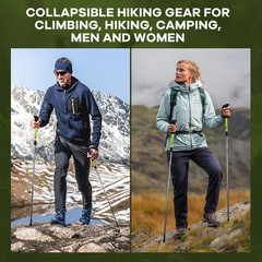 2xCollapsible Trekking Poles Hiking Walking Sticks Folding Alpenstock Anti-shock