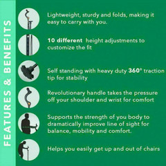 Adjustable Walking Stick Folding Cane Trekking Pole Straight Posture Men & Women