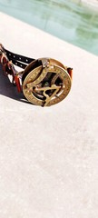 Nautical Vintage Brass Wrist Sundial Compass Leather Band Perfect Christmas Gift