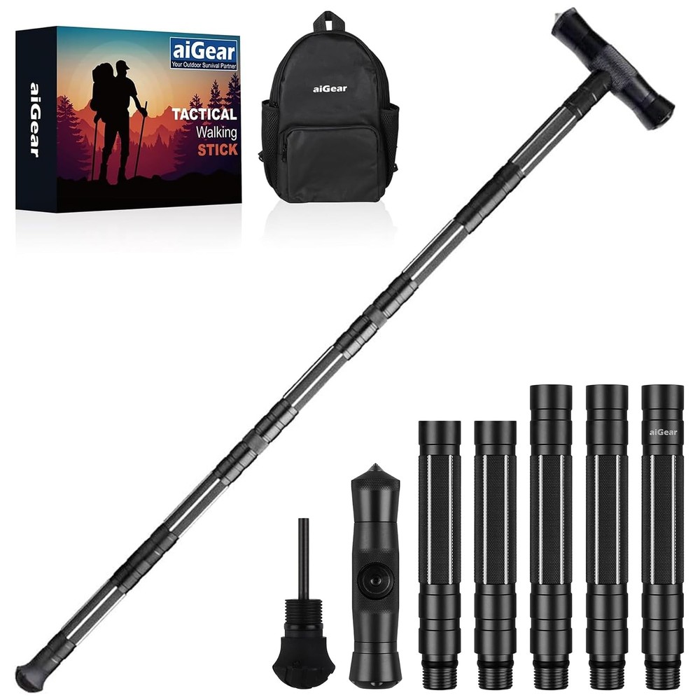 aiGear G2 Tactical Hiking Stick 5 Section Heavy Duty