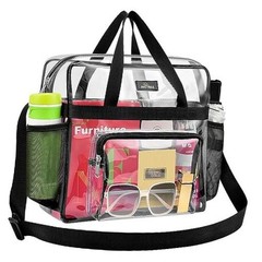 Clear Bag for Stadium Events, 12×5.5×12 Clear Tote Lunch Bag with Non Black