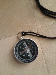 Map Scale Compass Leather Necklace Pocket Outdoor Hike Guide Survival Navigation