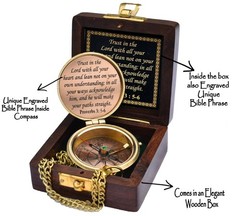 Trust in The Lord with All Your Heart -Proverbs 3: 5-6 Quote Engraved Compass…