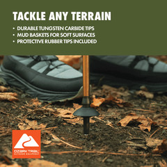 Ozark Trail Aluminum Quick Lock Folding Trekking Poles Cork Grip 2 Pack