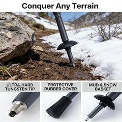 Trekking Pole Tactical Walking Stick, Multifunctional Lightweight Aluminum Co…