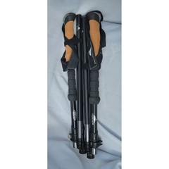 2 Cascade Mountain Tech Folding Trekking Poles Aluminum Cork Grip Hiking Sticks