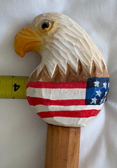 57″ Hand Carved & Painted Bald Eagle Wooden Hiking Staff Stick – Each one unique