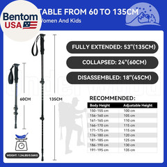 Trekking Poles Collapsible Hiking Poles – 2 Pack Adjustable Aluminum Hiking Stic