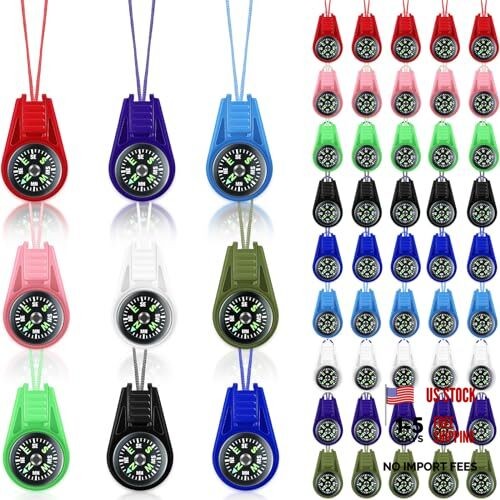 Compass for Kids Hiking and Survival Small Mini Pocket Compasses Keychain 25