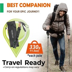 Lightweight Adjustable Trekking Poles with Cork Grip – Compact Hiking Sticks for