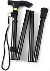 Folding Lightweight Walking Stick – Adjustable Aluminum Metal Collapsible Travel